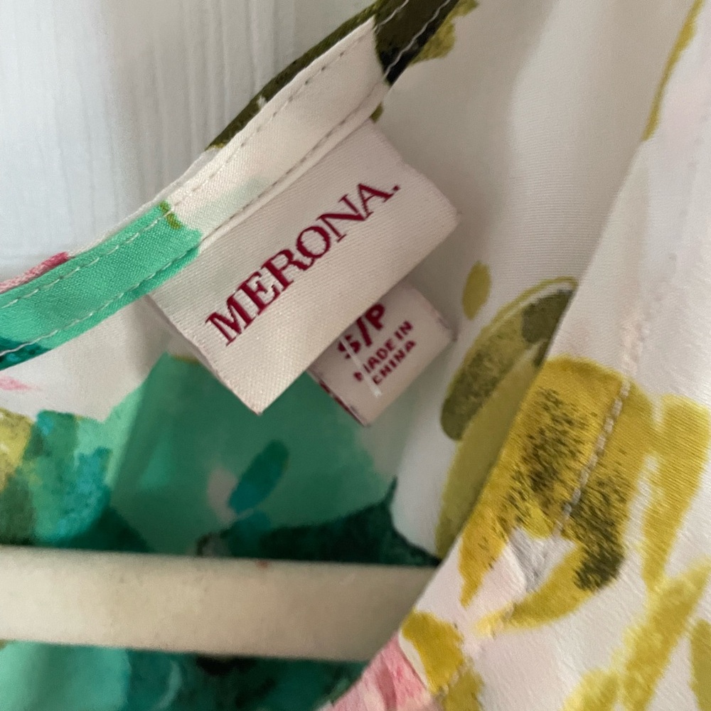 Merona White Tank Top with Pink & Teal Floral Print - Picture 2 of 3